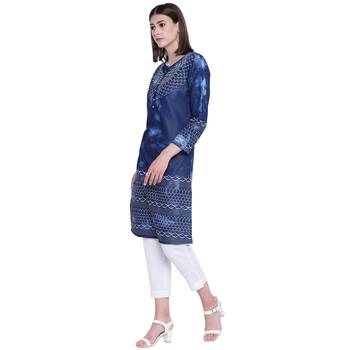 Blue printed cotton kurtas-and-kurtis 3