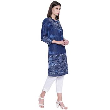 Blue printed cotton kurtas-and-kurtis 4