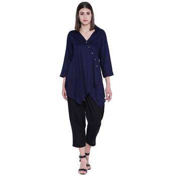 Blue plain rayon kurtas-and-kurtis 1