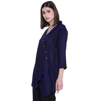 Blue plain rayon kurtas-and-kurtis 3