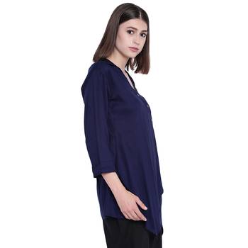 Blue plain rayon kurtas-and-kurtis 4