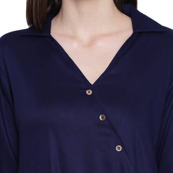 Blue plain rayon kurtas-and-kurtis 5