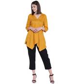 Yellow plain rayon kurtas-and-kurtis