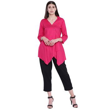 Pink plain rayon kurtas-and-kurtis 1