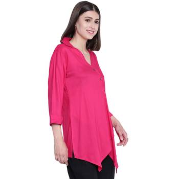 Pink plain rayon kurtas-and-kurtis 4