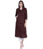 Brown plain rayon kurtas-and-kurtis