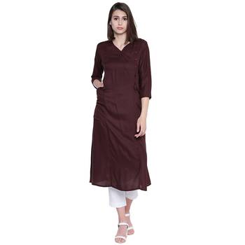 Brown plain rayon kurtas-and-kurtis 2