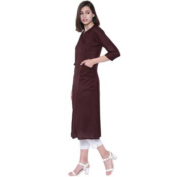 Brown plain rayon kurtas-and-kurtis 3