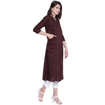 Brown plain rayon kurtas-and-kurtis 4