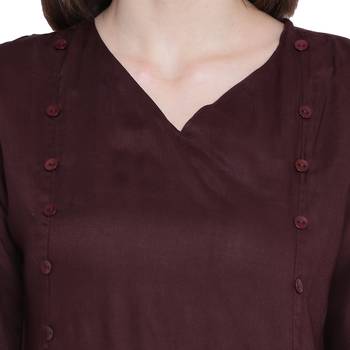 Brown plain rayon kurtas-and-kurtis 5