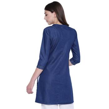 Blue printed cotton kurtas-and-kurtis 2