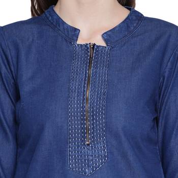 Blue printed cotton kurtas-and-kurtis 5