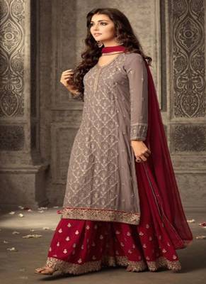 Grey embroidered georgette salwar 1