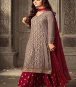 Grey embroidered georgette salwar