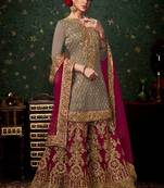 Grey embroidered satin salwar