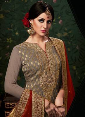 Grey embroidered satin salwar 2