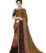 Mustard embroidered georgette saree with blouse