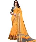 Mustard woven cotton silk saree with blouse