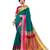 Teal woven cotton silk saree with blouse