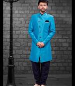 Blue plain art dupion silk indo-western-dresses