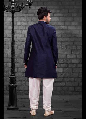 Blue plain art dupion silk indo-western-dresses 3