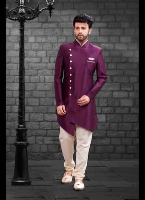 Maroon plain art dupion silk indo-western-dresses 1
