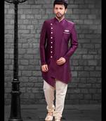 Maroon plain art dupion silk indo-western-dresses