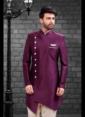 Maroon plain art dupion silk indo-western-dresses 2