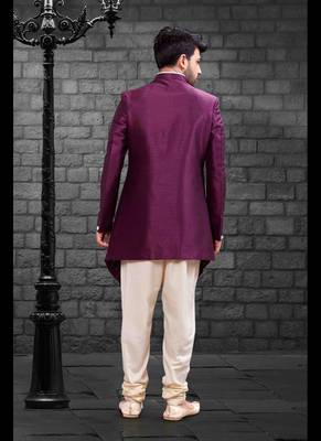 Maroon plain art dupion silk indo-western-dresses 3