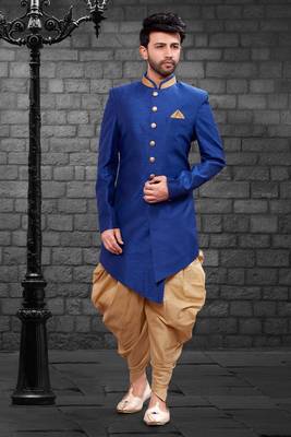 Blue plain art dupion silk indo-western-dresses 1