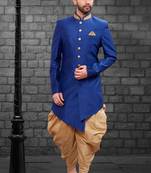 Blue plain art dupion silk indo-western-dresses