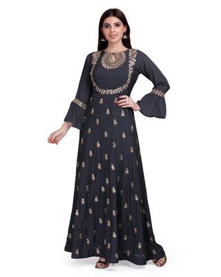 Black Embroidered Long Ethnic Kurtis 1