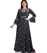 Black Embroidered Long Ethnic Kurtis