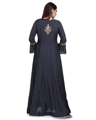 Black Embroidered Long Ethnic Kurtis 2