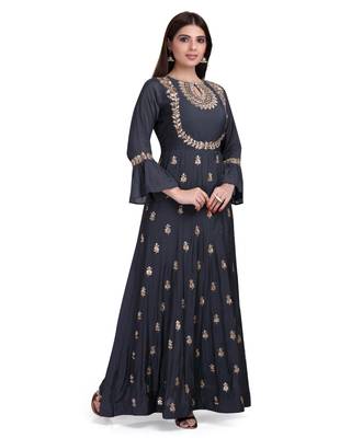 Black Embroidered Long Ethnic Kurtis 3