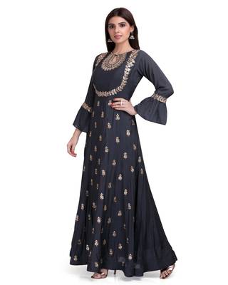 Black Embroidered Long Ethnic Kurtis 4
