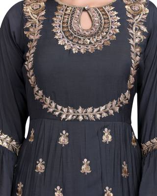 Black Embroidered Long Ethnic Kurtis 5