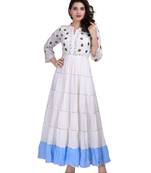 White Embroidered Long Ethnic Kurtis