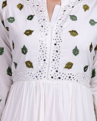 White Embroidered Long Ethnic Kurtis 4