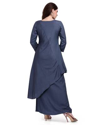 Grey Embroidered Long Ethnic Kurtis 2
