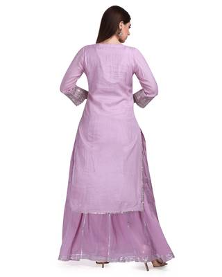 Purple Embroidered Long Ethnic Kurtis 2