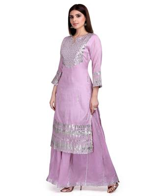 Purple Embroidered Long Ethnic Kurtis 3