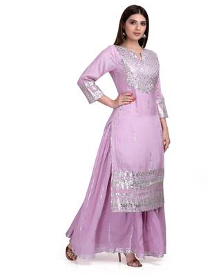 Purple Embroidered Long Ethnic Kurtis 4