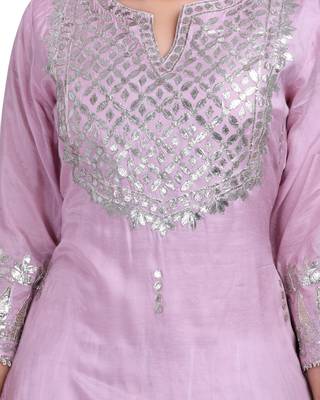 Purple Embroidered Long Ethnic Kurtis 5