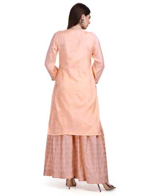 Orange embroidered cotton silk salwar 4