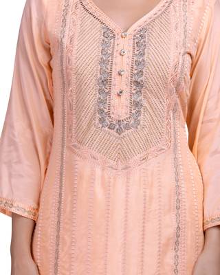 Orange embroidered cotton silk salwar 5