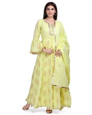 Yellow embroidered pure cotton salwar 1