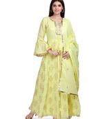 Yellow embroidered pure cotton salwar
