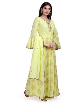 Yellow embroidered pure cotton salwar 2