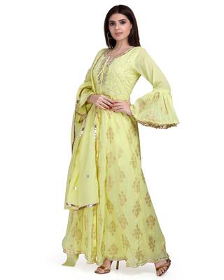 Yellow embroidered pure cotton salwar 3
